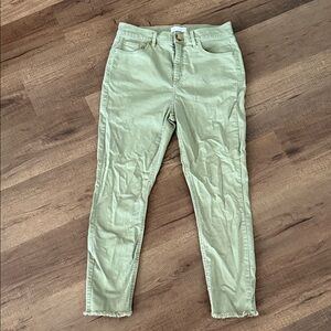LOFT Light Green high waist skinny crop jeans